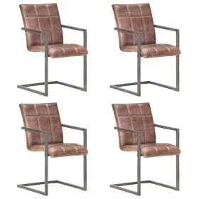 Cantilever dining chair 4 pcs aged brown genuine leather by , dining chairs - Ref: Foro24-3067130, Price: 550,73 €, Discount: %