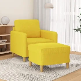 Sillón con taburete tela amarillo claro 60 cm de , Sofás - Ref: Foro24-3201189, Precio: 187,61 €, Descuento: %