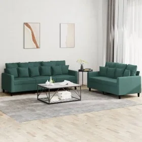 2-piece dark green velvet sofa set with cushions by , Sofas - Ref: Foro24-3201722, Price: 471,42 €, Discount: %