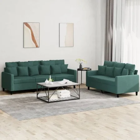 2-piece dark green velvet sofa set with cushions by , Sofas - Ref: Foro24-3201722, Price: 477,68 €, Discount: %