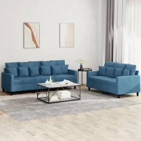 2-teilige Sofagarnitur aus blauem Samt mit Kissen von , Sofas - Ref: Foro24-3201729, Preis: 524,54 €, Rabatt: %