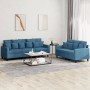 2-piece blue velvet sofa set with cushions by , Sofas - Ref: Foro24-3201729, Price: 490,74 €, Discount: %