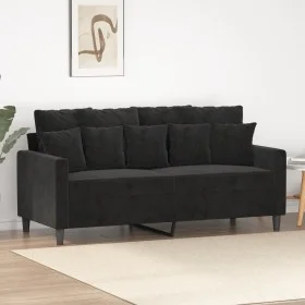 2-Sitzer-Sofa aus schwarzem Samt 140 cm von , Sofas - Ref: Foro24-359308, Preis: 213,29 €, Rabatt: %