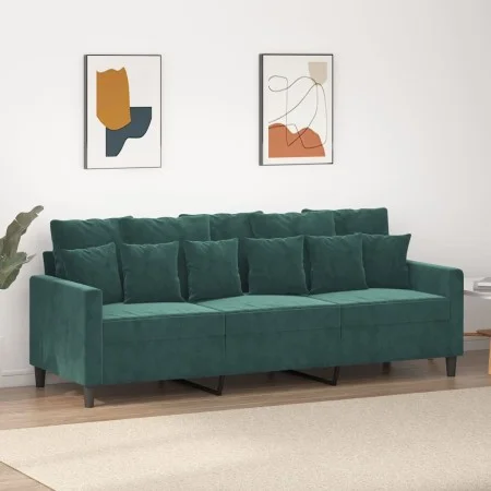 Sofá de 3 plazas terciopelo verde oscuro 180 cm de , Sofás - Ref: Foro24-359315, Precio: 249,99 €, Descuento: %