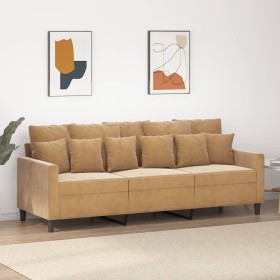 3-seater brown velvet sofa 180 cm by , Sofas - Ref: Foro24-359320, Price: 294,71 €, Discount: %