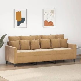 3-Sitzer-Sofa aus braunem Samt, 180 cm von , Sofas - Ref: Foro24-359320, Preis: 297,94 €, Rabatt: %