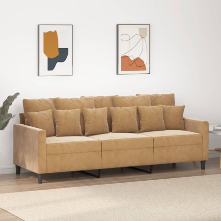 3-seater brown velvet sofa 180 cm by , Sofas - Ref: Foro24-359320, Price: 294,71 €, Discount: %