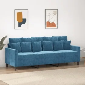 3-Sitzer-Sofa aus blauem Samt, 180 cm von , Sofas - Ref: Foro24-359322, Preis: 317,50 €, Rabatt: %