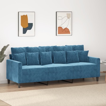 3-Sitzer-Sofa aus blauem Samt, 180 cm von , Sofas - Ref: Foro24-359322, Preis: 313,56 €, Rabatt: %