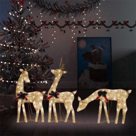 Familia renos de Navidad malla dorada blanco cálido 270x7x90 cm en Luces de Navidad | Comprar online en Foro24