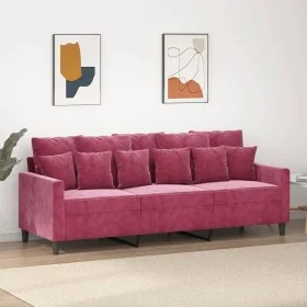 3-Sitzer-Sofa aus rotem Samt 180 cm von , Sofas - Ref: Foro24-359317, Preis: 258,79 €, Rabatt: %