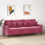3-seater velvet sofa in burgundy red, 180 cm by , Sofas - Ref: Foro24-359317, Price: 257,02 €, Discount: %