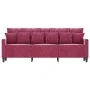 Sofá de 3 plazas de terciopelo rojo tinto 180 cm de , Sofás - Ref: Foro24-359317, Precio: 258,79 €, Descuento: %