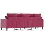 Sofá de 3 plazas de terciopelo rojo tinto 180 cm de , Sofás - Ref: Foro24-359317, Precio: 258,79 €, Descuento: %