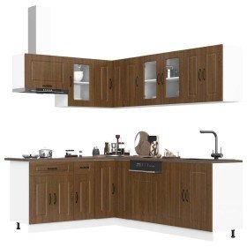 Conjunto de armarios de cocina de 11 piezas "Kalmar" de madera de ingeniería de roble marrón en Armarios de cocina | Comprar onl