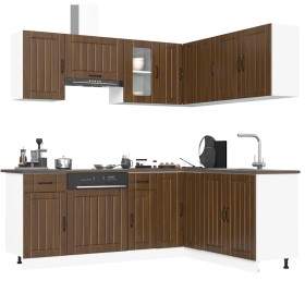Conjunto de armarios de cocina de 11 piezas "Kalmar" de madera de ingeniería de roble marrón en Armarios de cocina | Comprar onl
