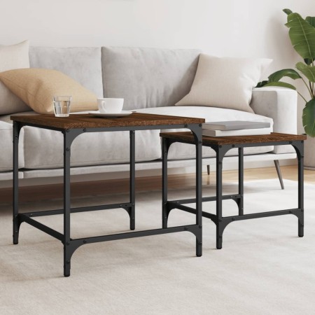 Stackable coffee tables, set of 2, engineered wood, brown oak. by , Coffee table - Ref: Foro24-838922, Price: 37,99 €, Discou...