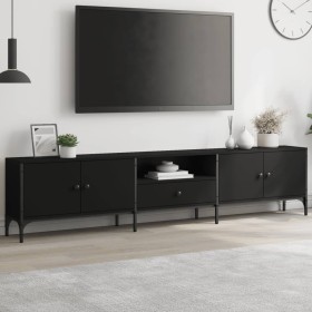 Mueble de TV con cajón madera de ingeniería negro 200x25x44 cm de , Muebles TV - Ref: Foro24-838988, Precio: 125,89 €, Descue...