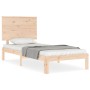 Single bed frame with solid wood headboard by , Beds and slatted bases - Ref: Foro24-3193621, Price: 92,47 €, Discount: %