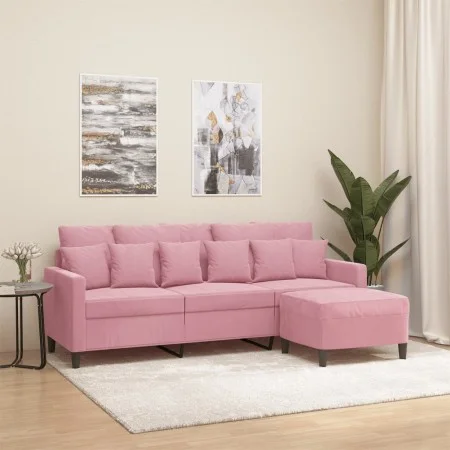 3-Sitzer-Sofa mit rosa Samthocker180 cm von , Sofas - Ref: Foro24-3201110, Preis: 346,01 €, Rabatt: %