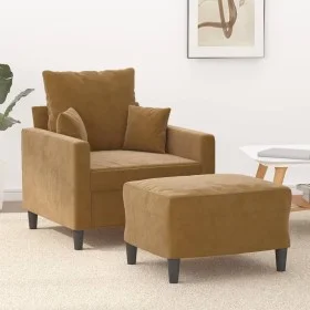 Sillón con taburete terciopelo marrón 60 cm de , Sofás - Ref: Foro24-3201104, Precio: 157,46 €, Descuento: %