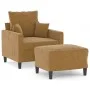 Brown velvet armchair with stool 60 cm by , Sofas - Ref: Foro24-3201104, Price: 157,47 €, Discount: %