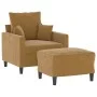Brown velvet armchair with stool 60 cm by , Sofas - Ref: Foro24-3201104, Price: 157,47 €, Discount: %