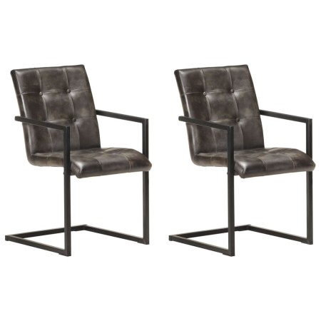 Sillas voladizas comedor 2 uds cuero auténtico gris envejecido de , Sillas de comedor - Ref: Foro24-321850, Precio: 281,01 €,...