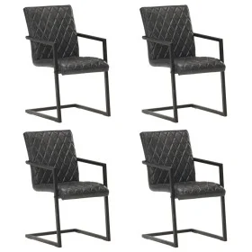 Cantilever dining chairs 4 units black genuine leather by , dining chairs - Ref: Foro24-3057794, Price: 546,48 €, Discount: %