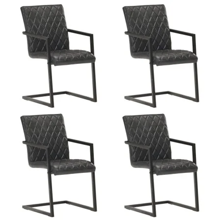 Sillas voladizas de comedor 4 unidades cuero auténtico negro de , Sillas de comedor - Ref: Foro24-3057794, Precio: 546,42 €, ...