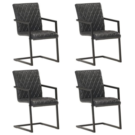Sillas voladizas de comedor 4 unidades cuero auténtico negro de , Sillas de comedor - Ref: Foro24-3057794, Precio: 555,29 €, ...