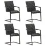 Sillas voladizas de comedor 4 unidades cuero auténtico negro de , Sillas de comedor - Ref: Foro24-3057794, Precio: 546,42 €, ...
