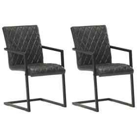 Cantilever dining chairs 2 units black genuine leather by , dining chairs - Ref: Foro24-321844, Price: 275,06 €, Discount: %