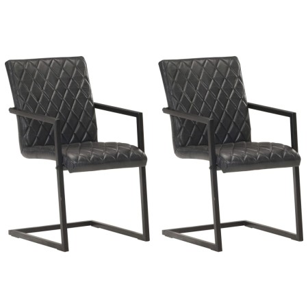 Sillas voladizas de comedor 2 unidades cuero auténtico negro de , Sillas de comedor - Ref: Foro24-321844, Precio: 279,50 €, D...