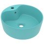 Lavabo lujo con rebosadero cerámica verde claro mate 36x13 cm