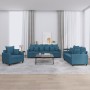 Dreiteiliges Sofaset mit blauen Samtkissen. von , Sofas - Ref: Foro24-3201689, Preis: 651,83 €, Rabatt: %