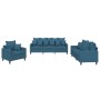 Dreiteiliges Sofaset mit blauen Samtkissen. von , Sofas - Ref: Foro24-3201689, Preis: 651,83 €, Rabatt: %