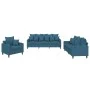 Juego de sofás con cojines 3 piezas terciopelo azul by , Sofas - Ref: Foro24-3201689, Price: 689,75 €, Discount: %