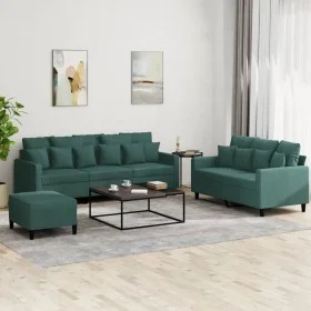 Dreiteiliges Sofaset mit dunkelgrünen Samtkissen. von , Sofas - Ref: Foro24-3201732, Preis: 517,43 €, Rabatt: %