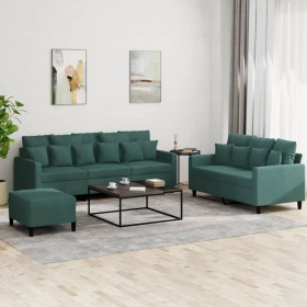 Dreiteiliges Sofaset mit dunkelgrünen Samtkissen. von , Sofas - Ref: Foro24-3201732, Preis: 490,06 €, Rabatt: %