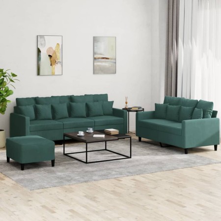 Dreiteiliges Sofaset mit dunkelgrünen Samtkissen. von , Sofas - Ref: Foro24-3201732, Preis: 490,06 €, Rabatt: %
