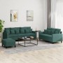 Juego de sofás con cojines 3 piezas terciopelo verde oscuro de , Sofás - Ref: Foro24-3201732, Precio: 490,06 €, Descuento: %