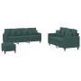 Dreiteiliges Sofaset mit dunkelgrünen Samtkissen. von , Sofas - Ref: Foro24-3201732, Preis: 490,06 €, Rabatt: %