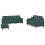 Juego de sofás con cojines 3 piezas terciopelo verde oscuro by , Sofas - Ref: Foro24-3201732, Price: 517,43 €, Discount: %