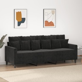 Sofá de 3 plazas terciopelo negro 180 cm
