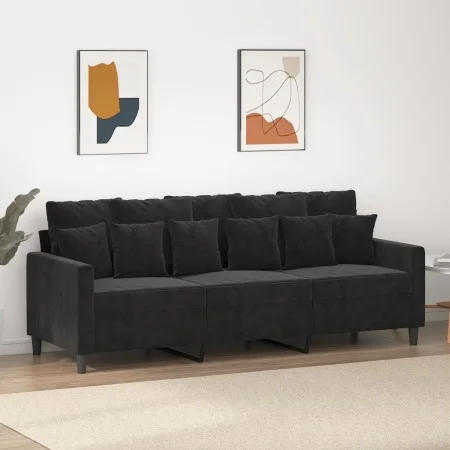 Dreisitzer-Sofa aus schwarzem Samt, 180 cm von , Sofas - Ref: Foro24-359318, Preis: 254,92 €, Rabatt: %
