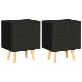 Nachttische 2 Stück massives Kiefernholz schwarz 40x30x50cm von vidaXL, Nachttische - Ref: Foro24-285225, Preis: 72,55 €, Rab...