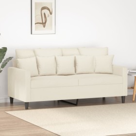 Zweisitzer-Sofa aus cremefarbenem Samtstoff, 140 cm. von , Sofas - Ref: Foro24-359311, Preis: 250,07 €, Rabatt: %