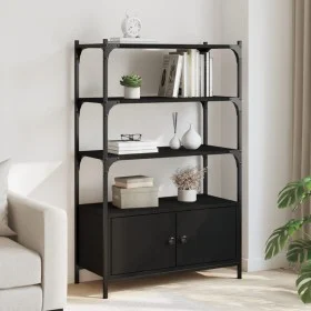 Bücherregal mit 3 Regalen aus schwarzer Ingenieurholz-MDF, 70x30x109,5 cm. von , Bücherregale und Regale - Ref: Foro24-838993...