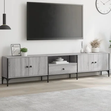 Mueble de TV cajón madera ingeniería gris Sonoma 200x25x44 cm by , TV Furniture - Ref: Foro24-838991, Price: 99,69 €, Discoun...